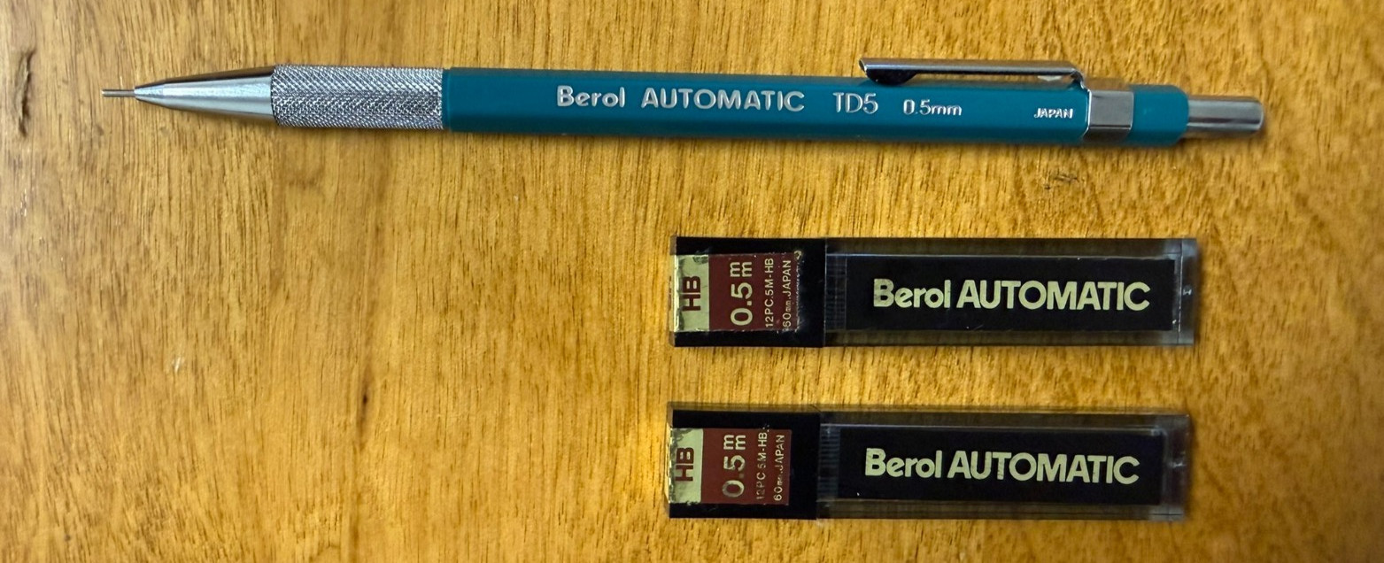 Berol AUTOMATIC 0.5mm Mechanica Pencil TD-5 NOS-2 Lead refills included