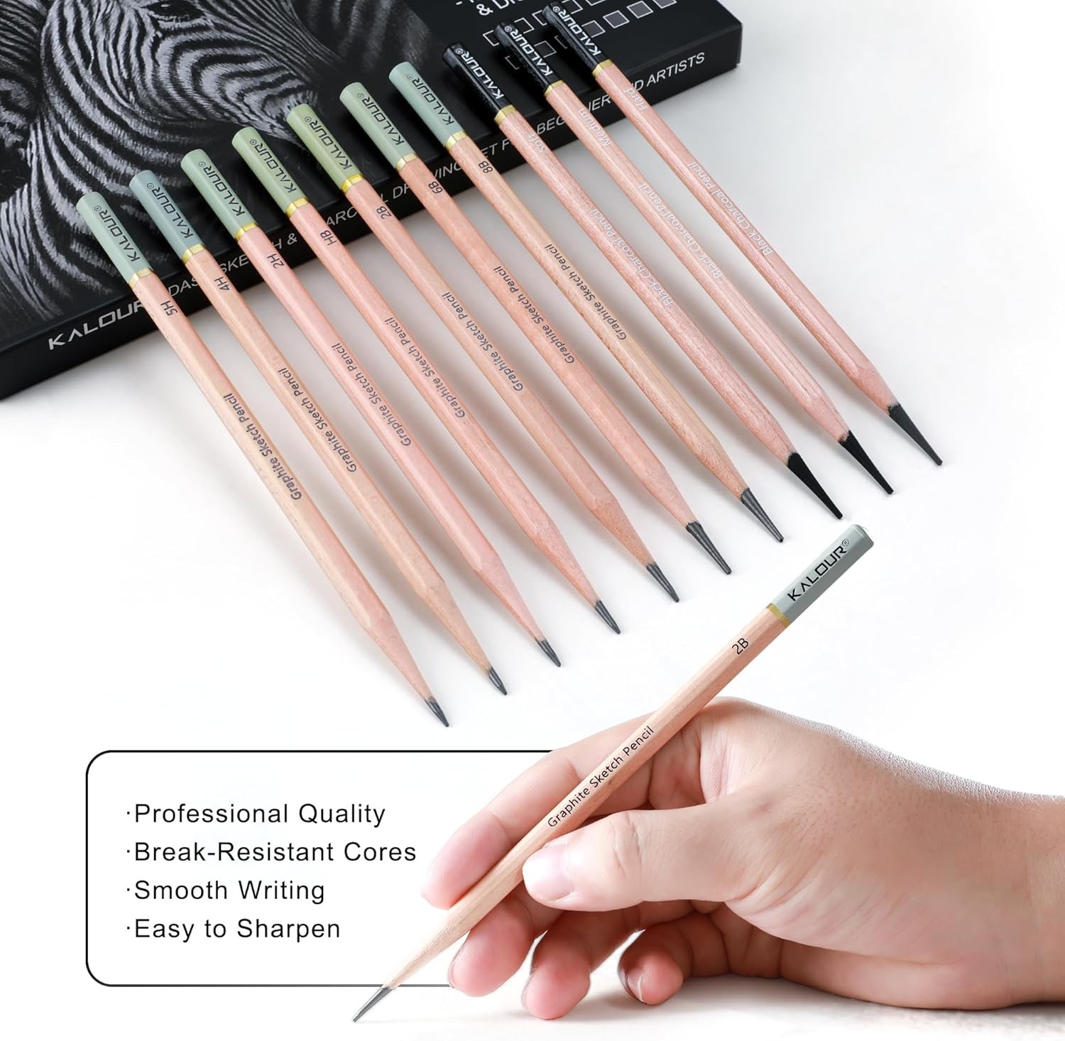 KALOUR 28 Pro Sketching Drawing Pencils Set – 14 1 Count (Pack of 28)