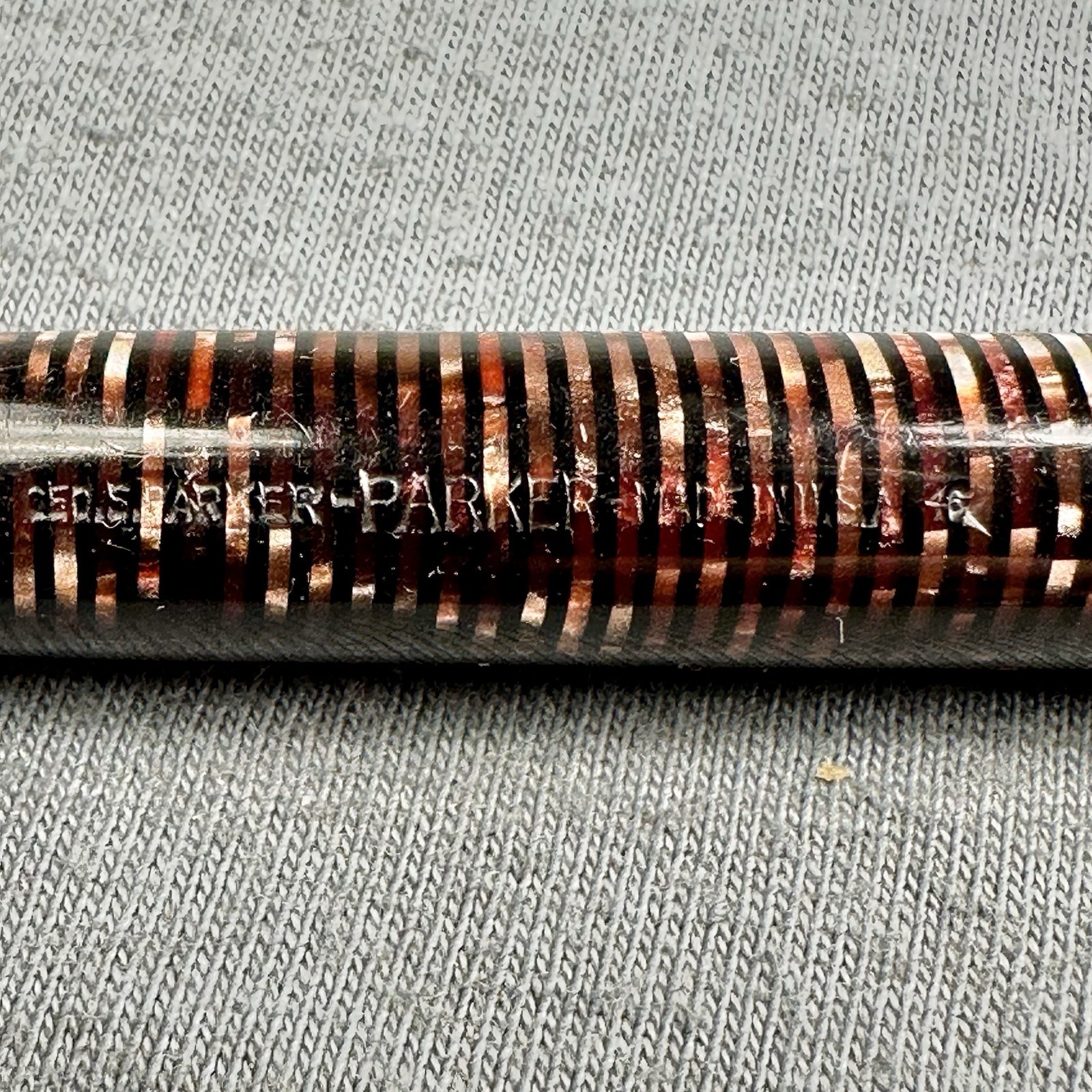 1936 Parker Vacumatic Pencil Burgundy Red & Pearl Full Size 3 Band Needs Jewel