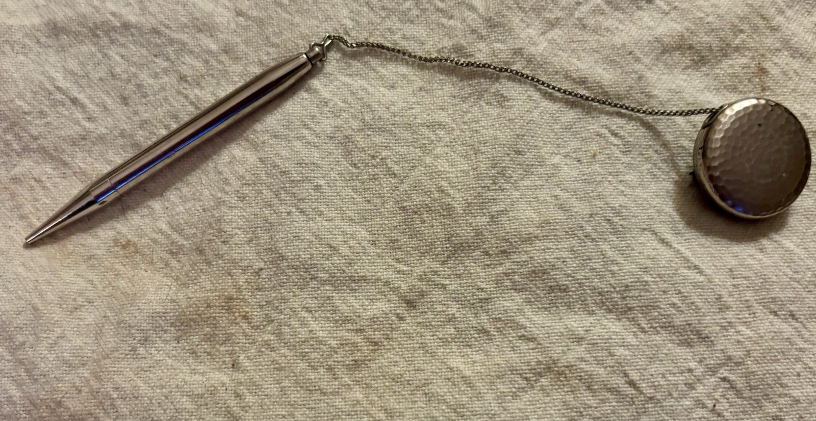 Vintage Ketcham +McDougall Stainless Steel Retractable Pen, Key chain