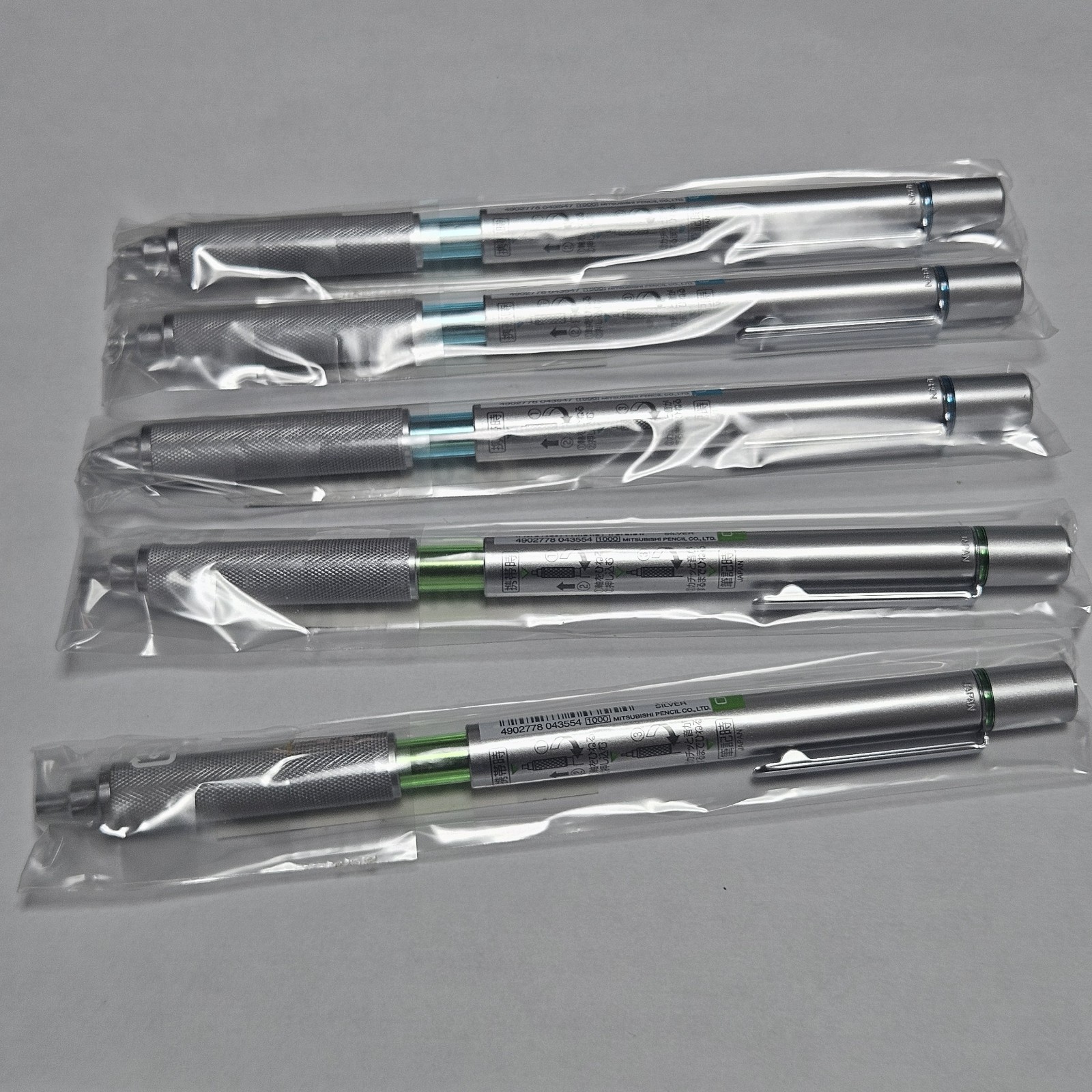 Uni Shift Mechanical Pencil Set 5Pcs 0.3mm 0.4mm Silver Mitsubishi M3-1010 M4-10