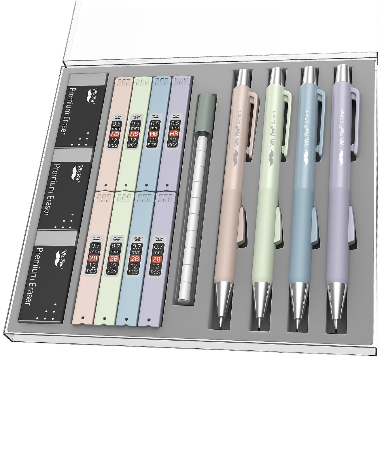 Mr. Pen- Pastel Mechanical Pencil Set with Lead Refills & Erasers, 4