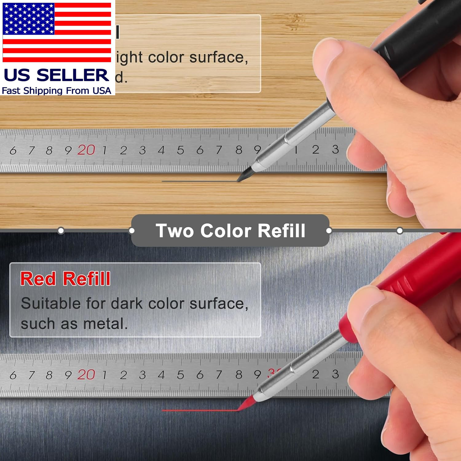 2 Pack Carpenter Pencils Mechanical Pencils with 12 Refills, Construction Pencil