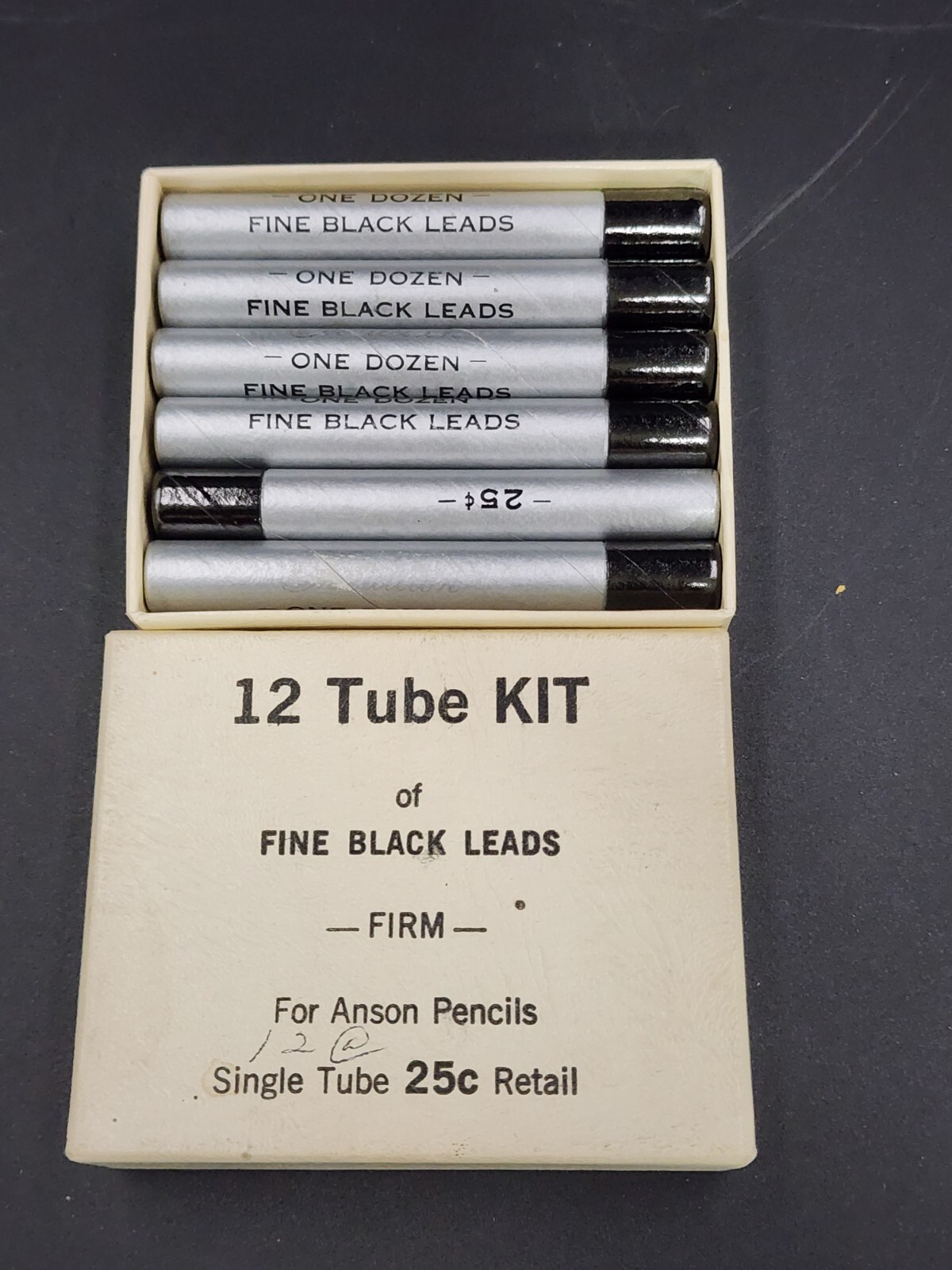 Vintage Anson .9mm Firm Black Mechanical Pencil Leads Tube Of 12 Graphite Sticks