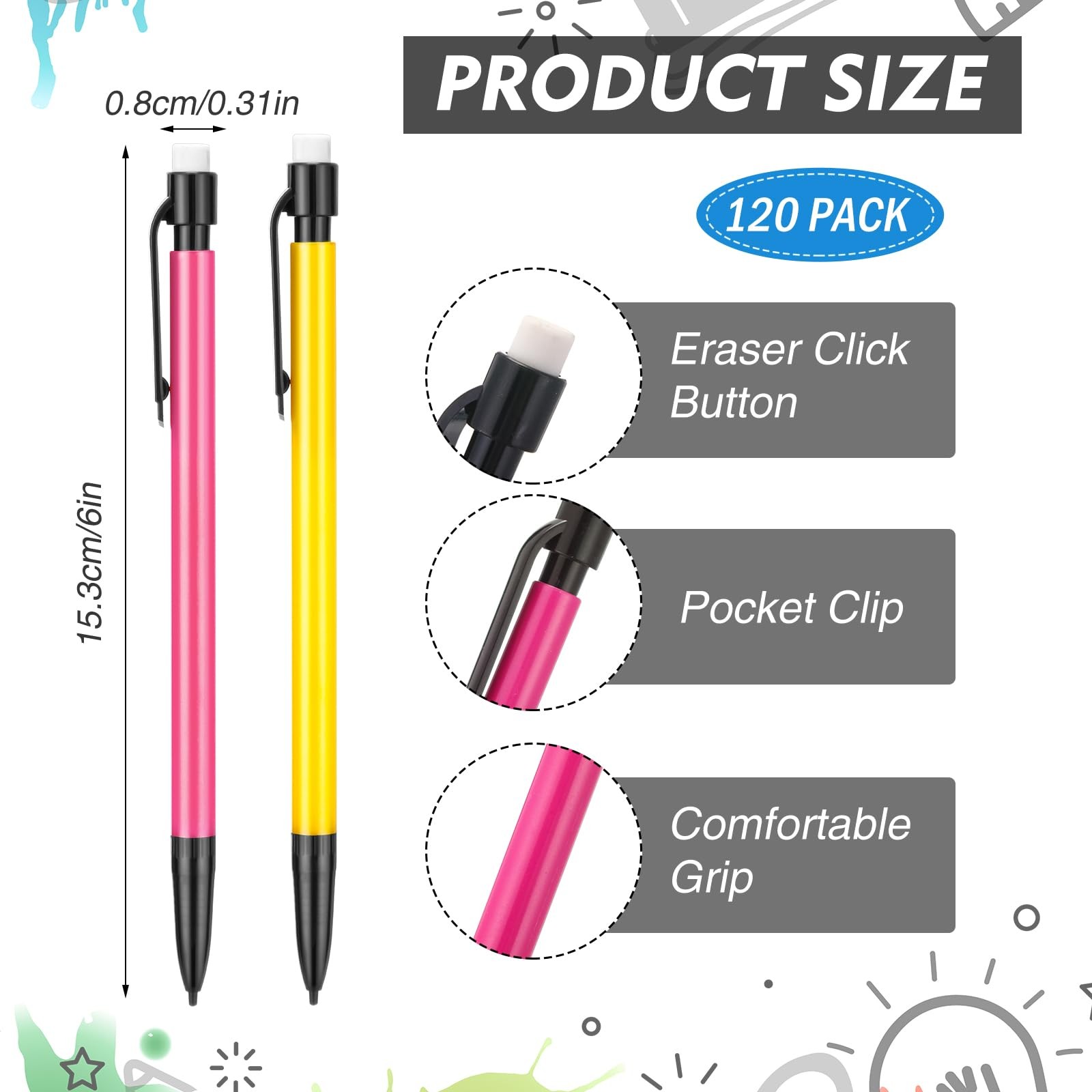 240 Pcs 0.7mm Mechanical Pencils Bulk Set Include 120 Mechanical Pencil with …