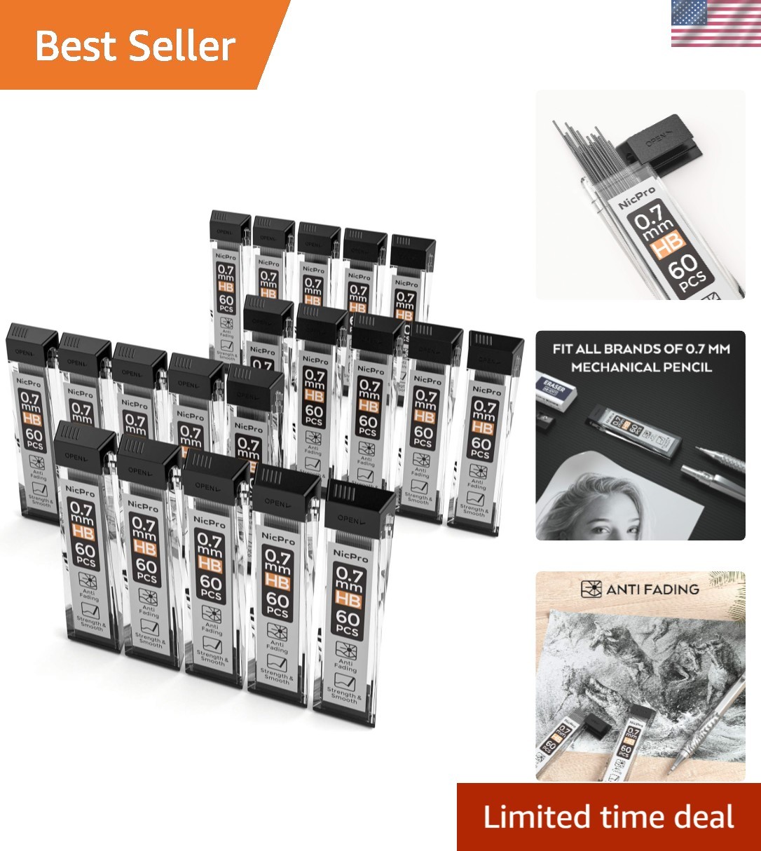 RISK-FREE 1200 PCS 0.7mm HB Mechanical Pencil Refills – Long Lasting & Durable