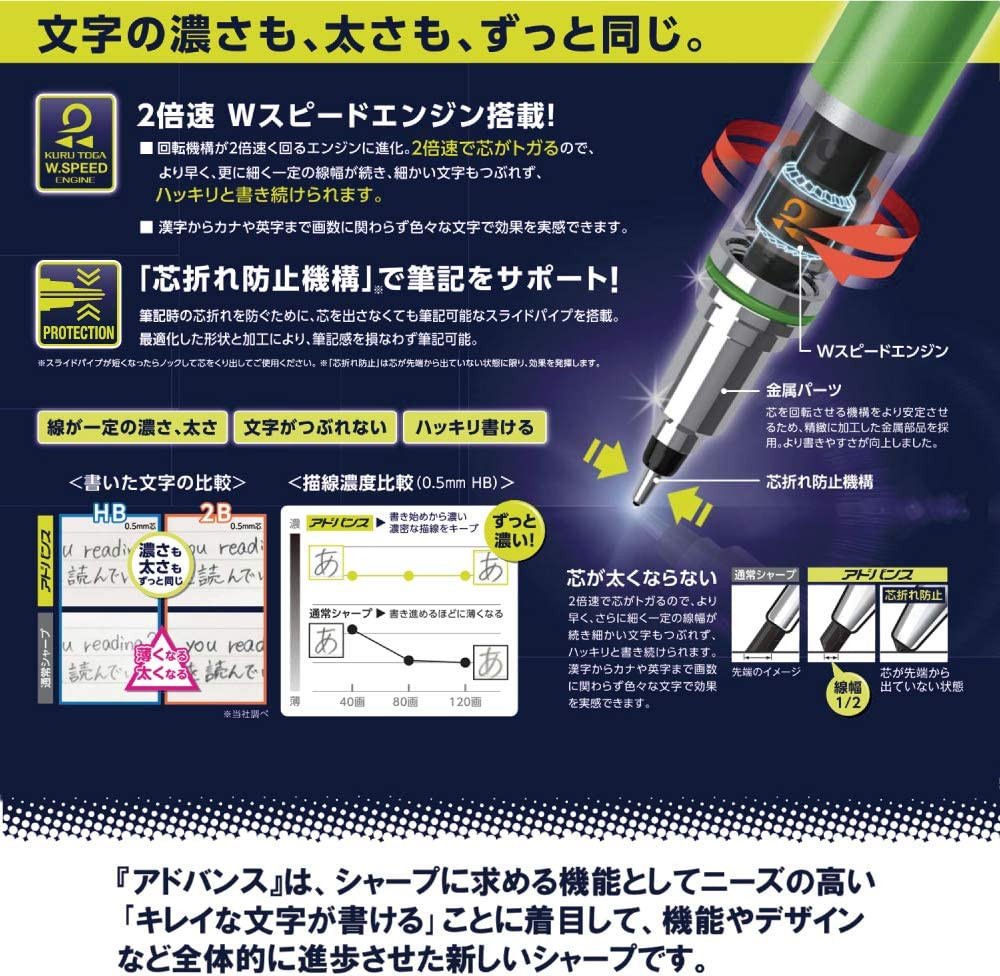 Uni Mechanical Pencil, Kuru Toga Advance, 0.7Mm, White (M75591P.1)