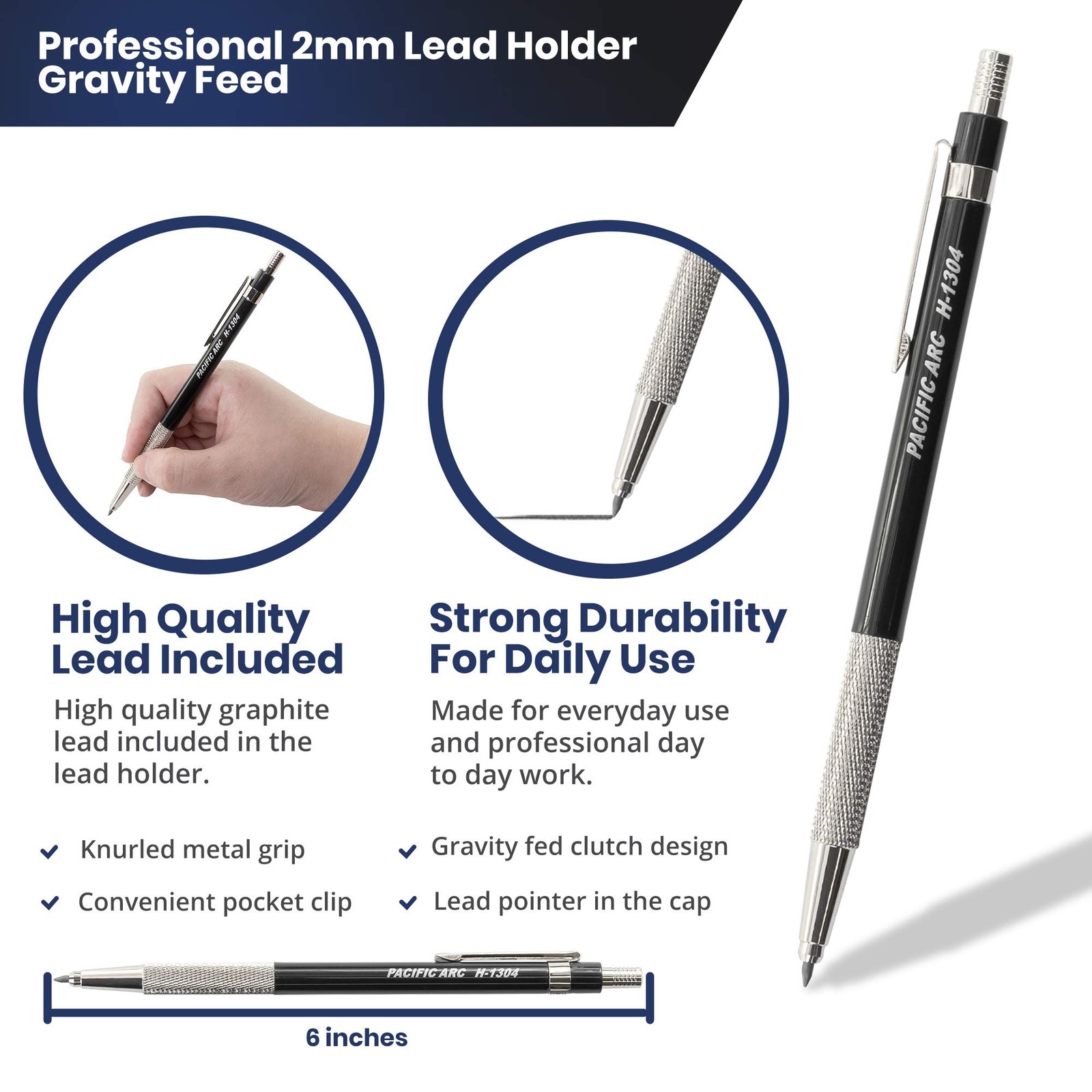 2mm Gravity Fed Lead Holder and Lead Sharpener, Blue Drafting Pencil for Arti…