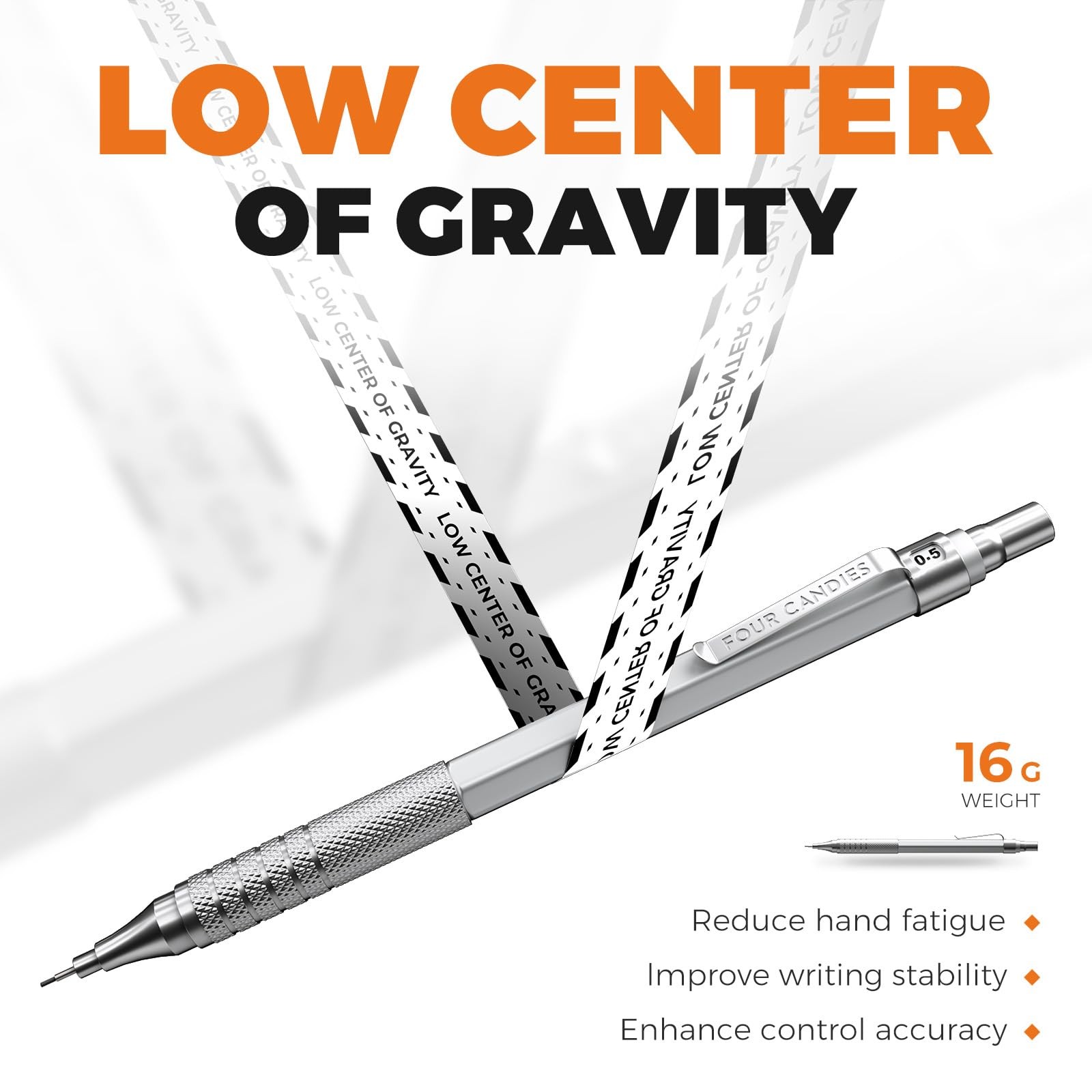 2Pcs Metal Mechanical Pencils Set Case 0.5mm 0.7mm 360Pcs HB Leads Erasers