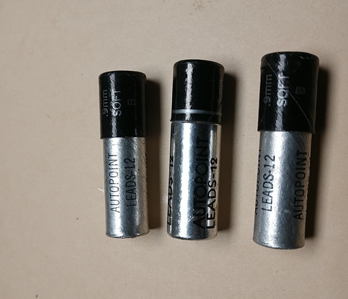 VTG 3 AUTOPOINT PENCIL LEADS BLACK BLACK HARD REAL THIN 0.9MM (OR) 0.36″ 12 EACH