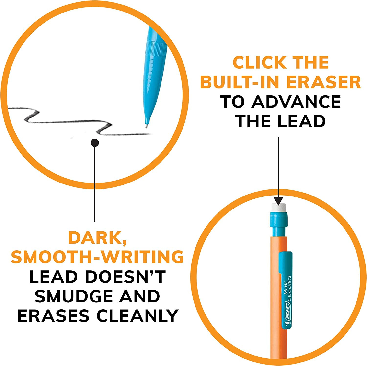 BIC Xtra-Strong Thick Lead Mechanical Pencil Colorful Barrel Thick 0.9Mm 24