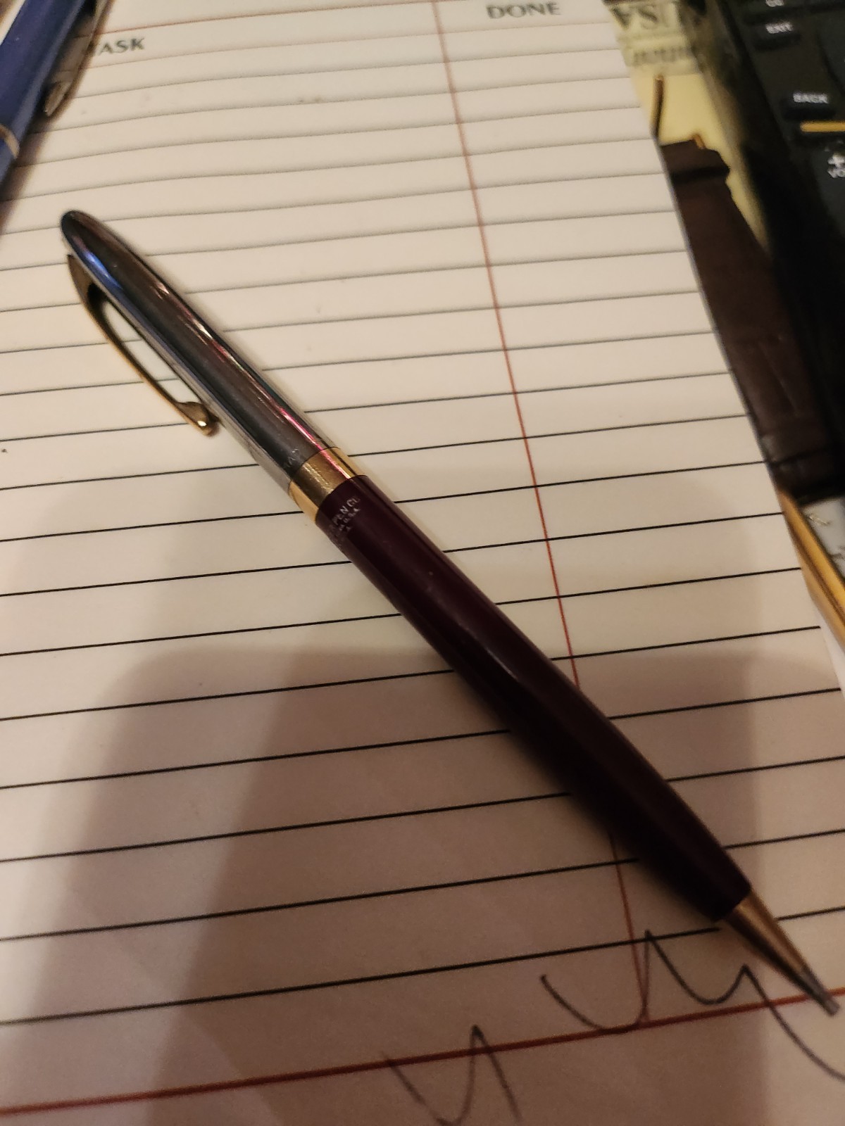 Vintage Sheaffer Burgundy Mechanical Pencil With Gold Trim