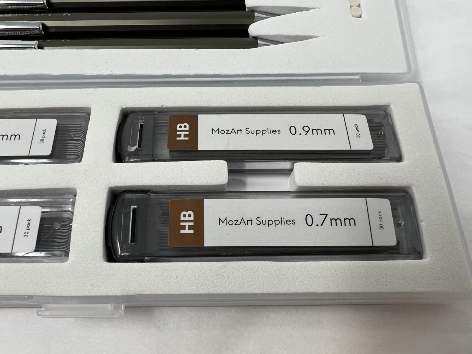 MozArt Mechanical Pencil Set with Case – 4 Sizes: 0.3, 0.5, 0.7 & 0.9mm with 30