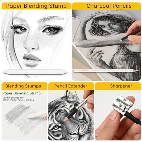 Drawing Pencil Set 24 Pieces Graphite Sketching Pencils for Artists Black