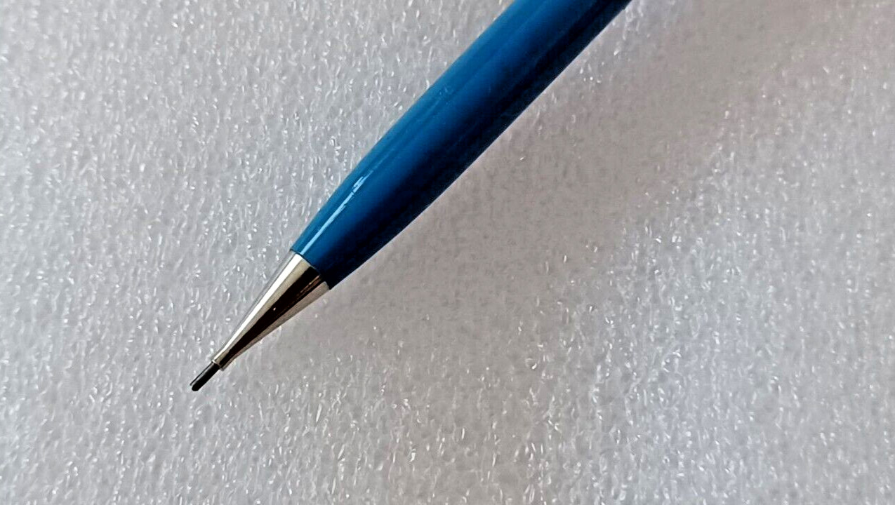 Vintage Slim Sheaffer Mechanical Pencil Blue Chrome Eraser Top + HB Lead 0.9?