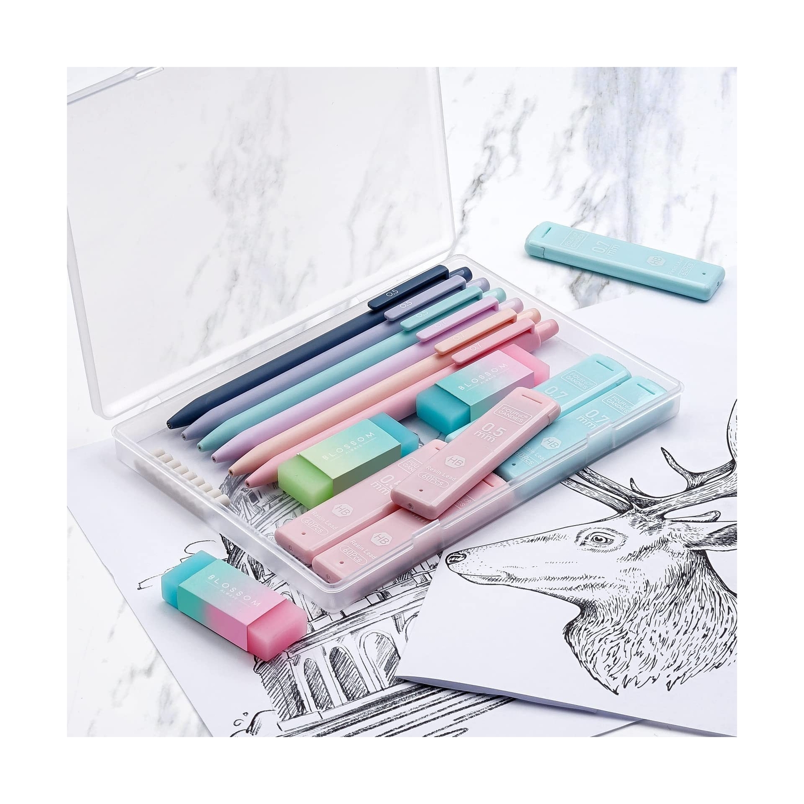 Four Candies Cute Mechanical Pencil Set, 6PCS Pastel Mechanical Pencils 0.5 &…