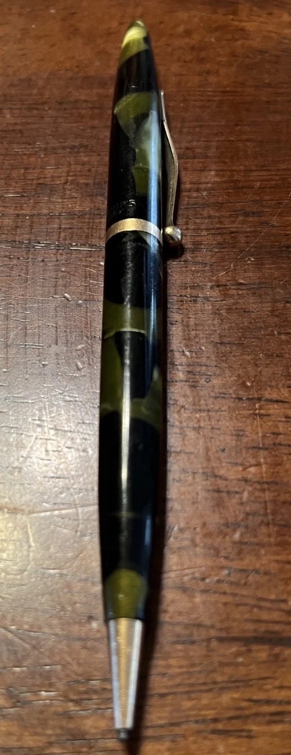 Vintage Sheaffer’s Balance Mechanical Pencil Green Marble Celluloid Art Deco 30s