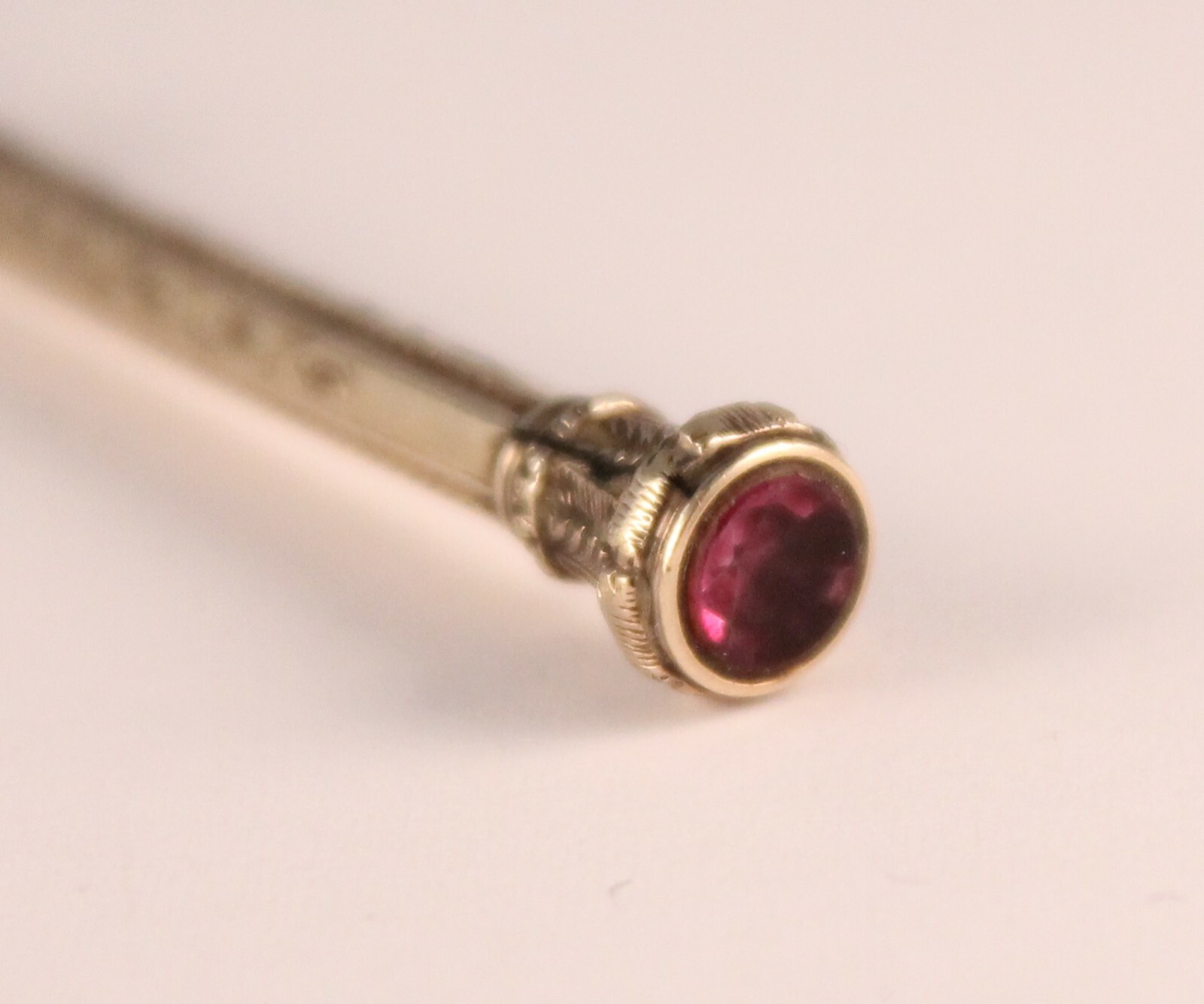 Victorian 9K Gold Ornate Retractable Pencil with Amethyst and Turquoise Stone