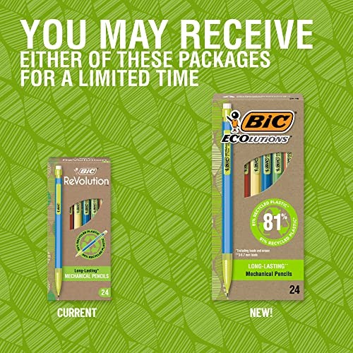 Ecolutions Mechanical Pencils with Erasers, With Colorful Barrel, Medium