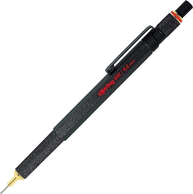 Official Rotring 800 0.5mm Full Metal Black Retractable Mechanical Pencil Japan