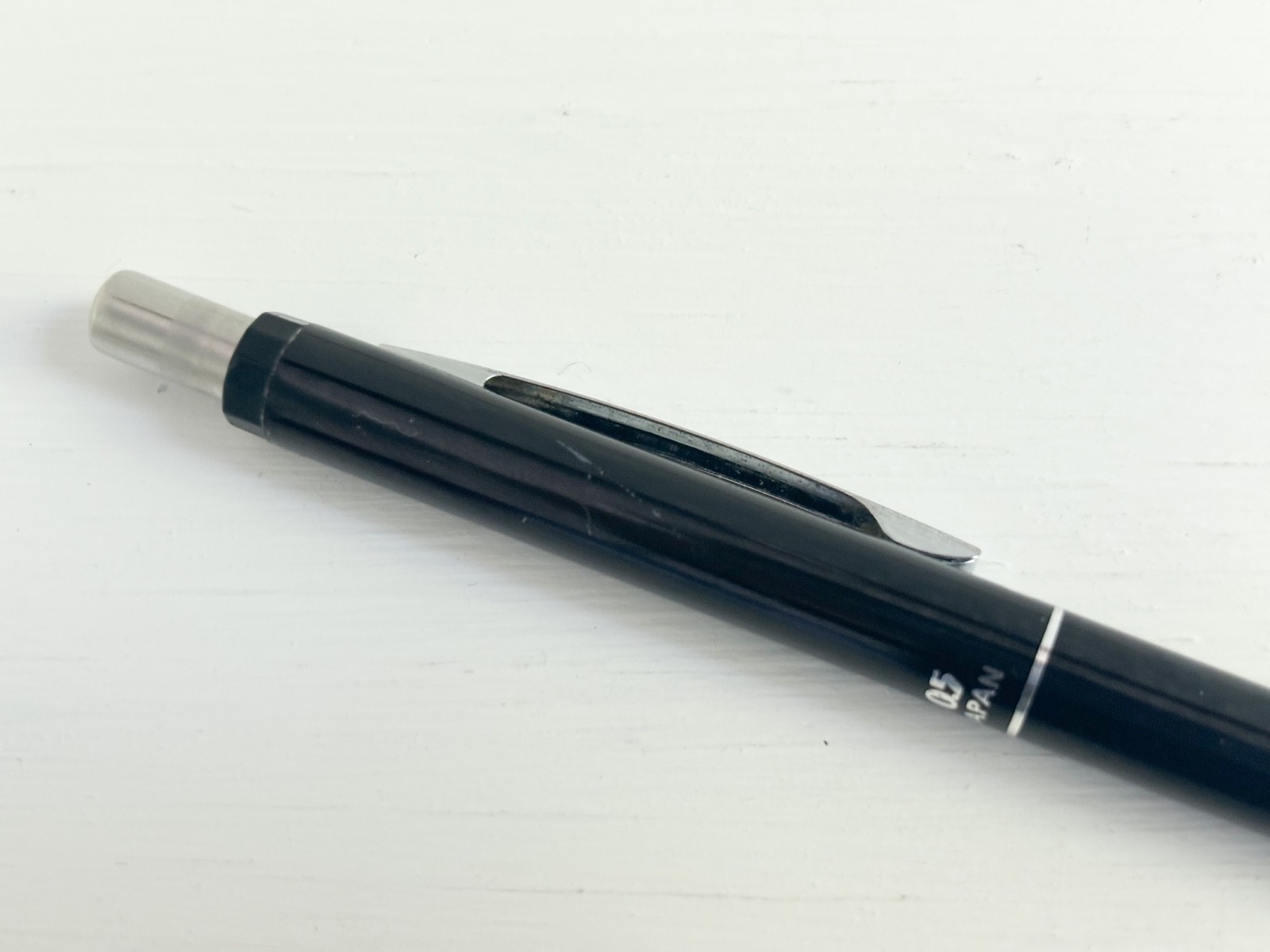 Pentel Japan Vintage 1980s Metal Barrel Mechanical Pencil Chrome Details .5mm