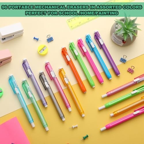 48 Pcs Retractable Mechanical Erasers – Portable Grip Pen Erasers for School, Of