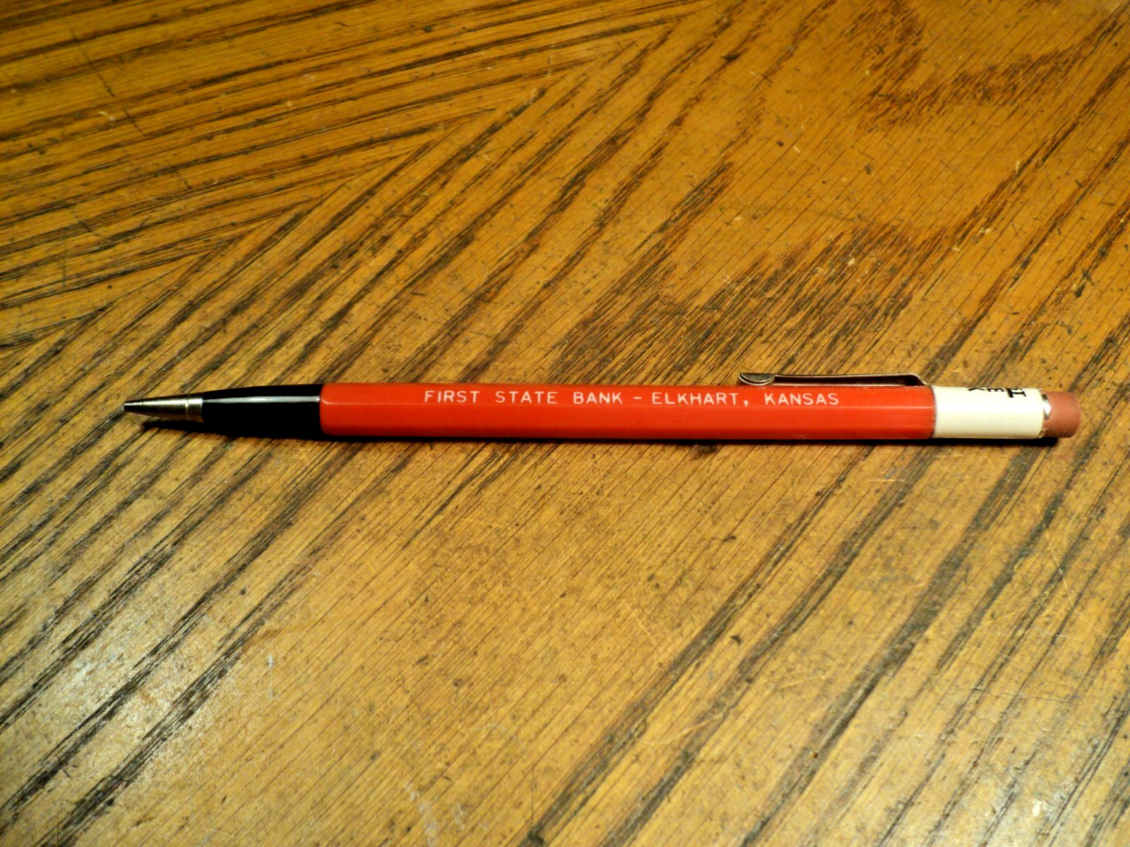 Vintage Durolite Mechanical Pencil First State Bank Elkhart KA 5-5/8″ Long USA