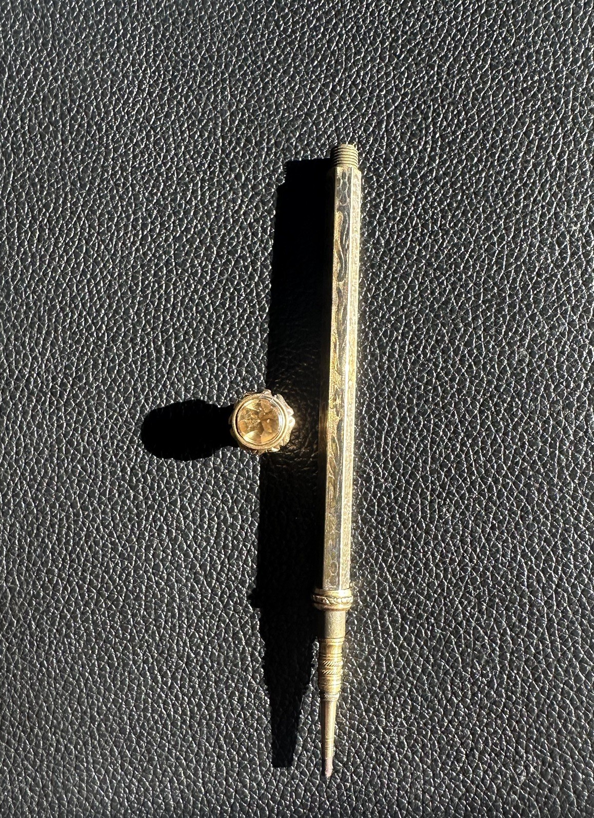 Antique Victorian-Era Retractable Mechanical Pencil with Citrine ? End Stone