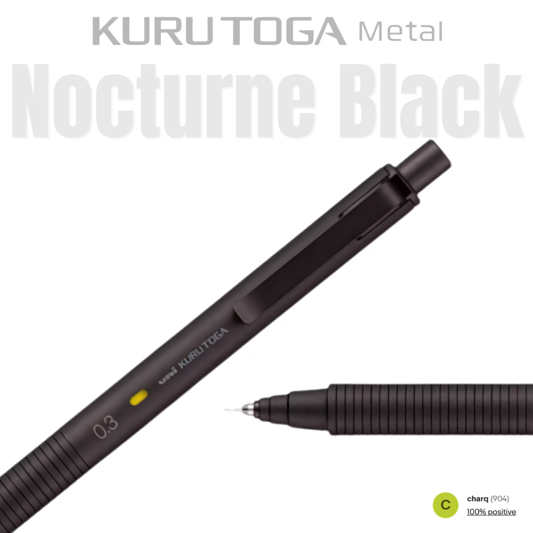Kuru Toga Metal Nocturne Black 0.3mm Mechanical Pencil -NEW-