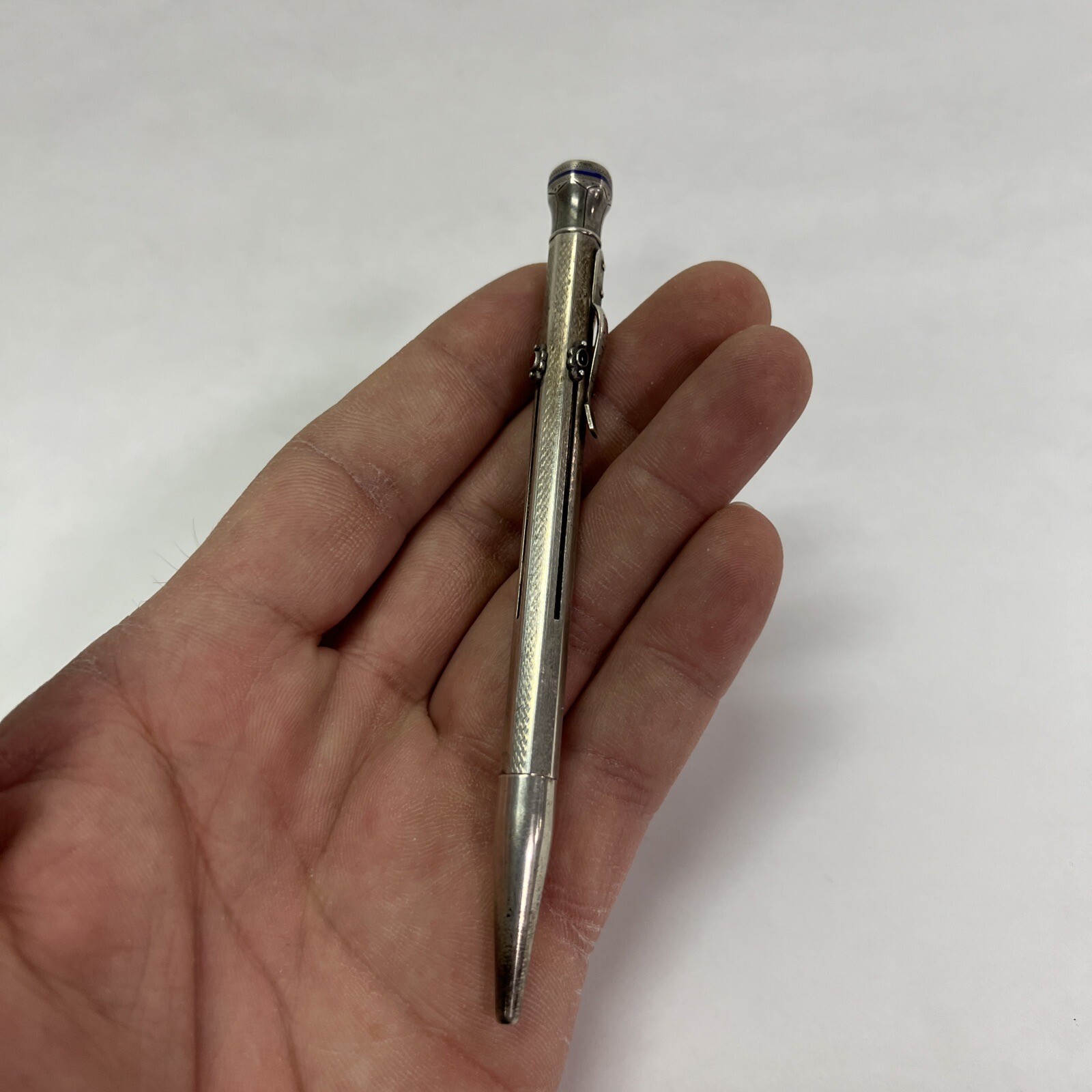 VINTAGE GOLDFINK MECHANICAL 4 COLOR PENCIL 900 SOLID SILVER AND ENAMEL