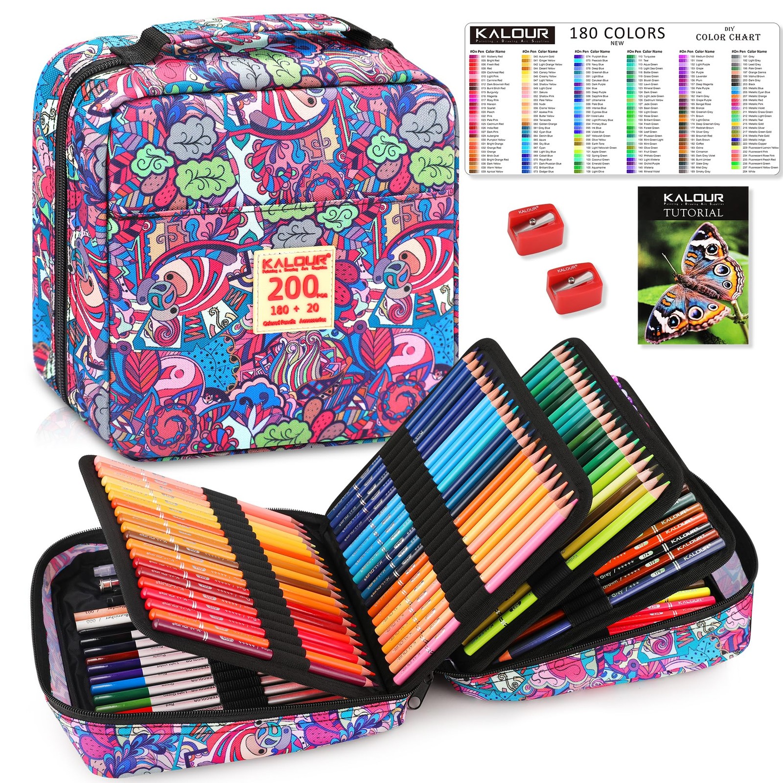KALOUR PDAS 200 PCS Colored Pencils Set for Adult Coloring Books Multicolor