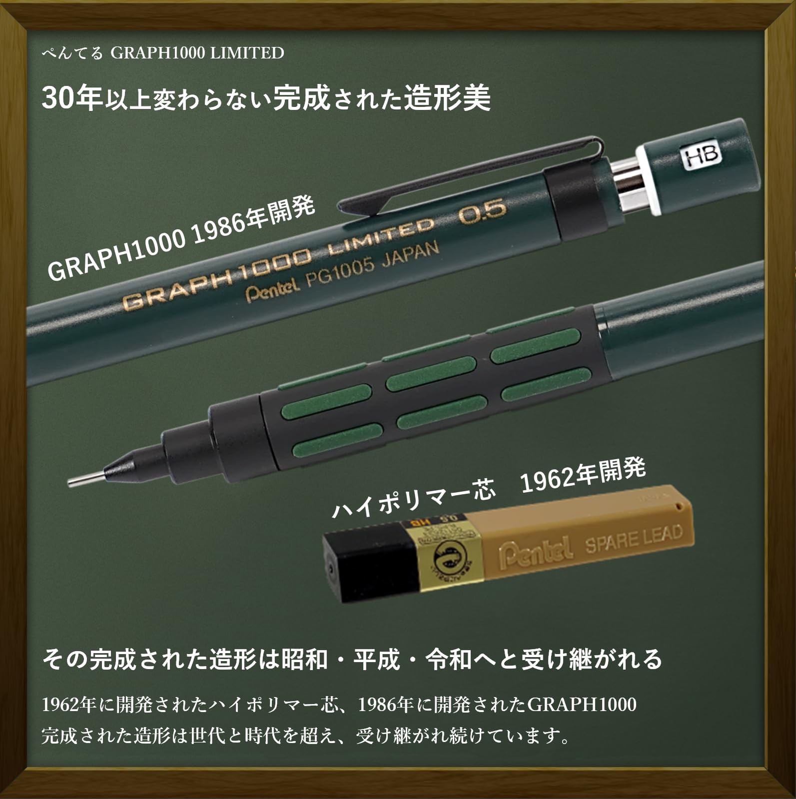 Pentel GRAPH1000 Limited Retro Deep Green 0.5mm Mechanical Pencil Japan New
