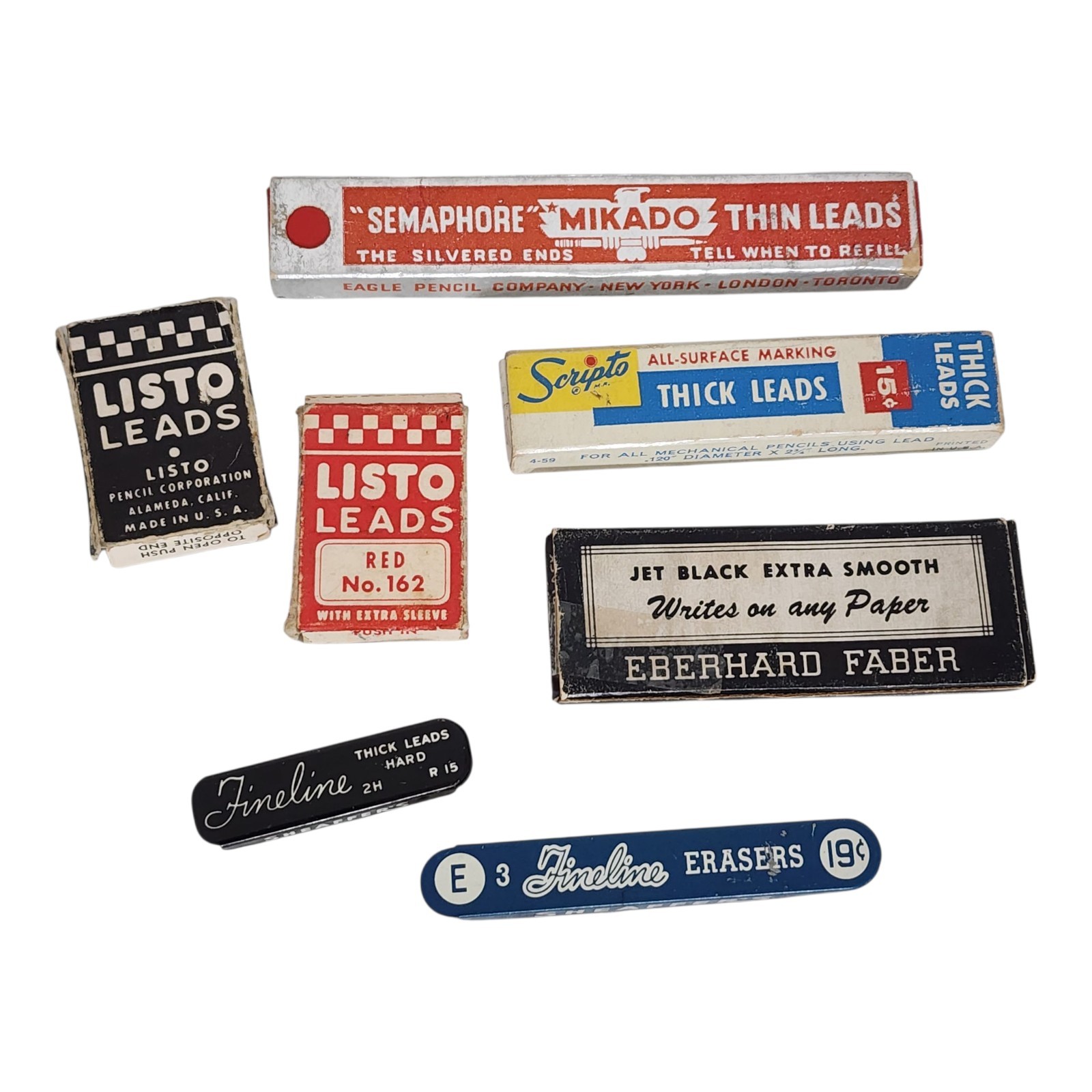 Collector’s Lot Vtg Leads Scripto Listo Sheaffers Mikado Eberhard +1 Erasers