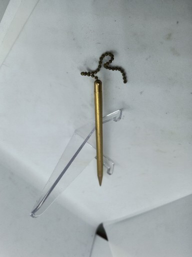 2 Vintage 4 1/4″ Brass Desk Top mechanical pencil with chain. 1.18mm Lead.