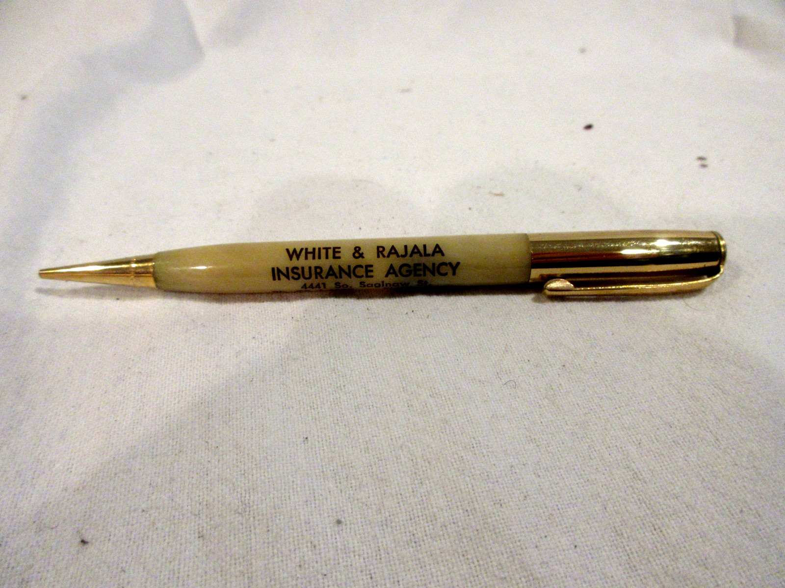 Vintage Redipoint Advertising Mechanical Pencil White & Rajala Flint MI