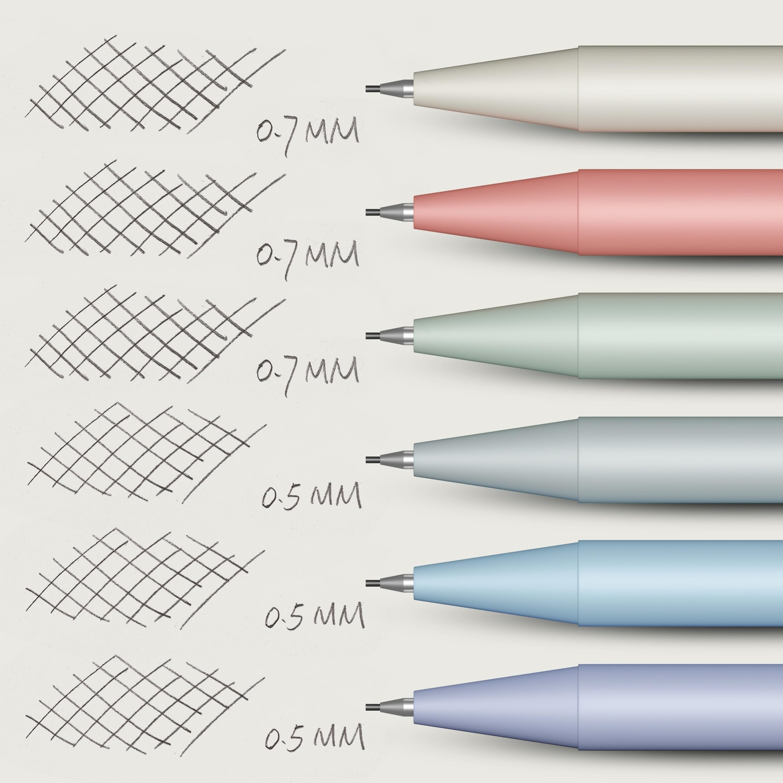 6 Pack Mechanical Pencil Set with Lead Refills & Erasers 2 Sizes, 0.5 & 0.7mm