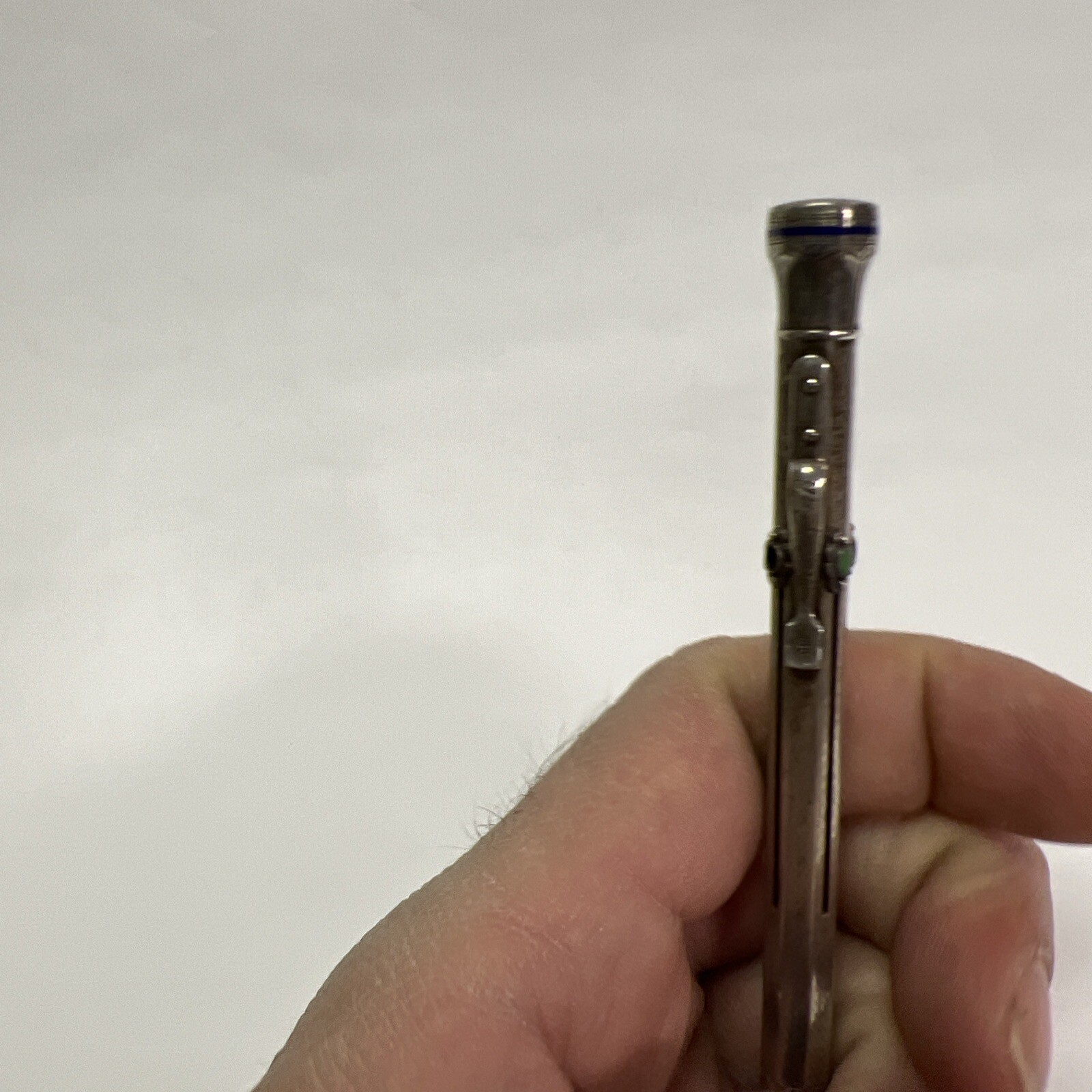 VINTAGE GOLDFINK MECHANICAL 4 COLOR PENCIL 900 SOLID SILVER AND ENAMEL