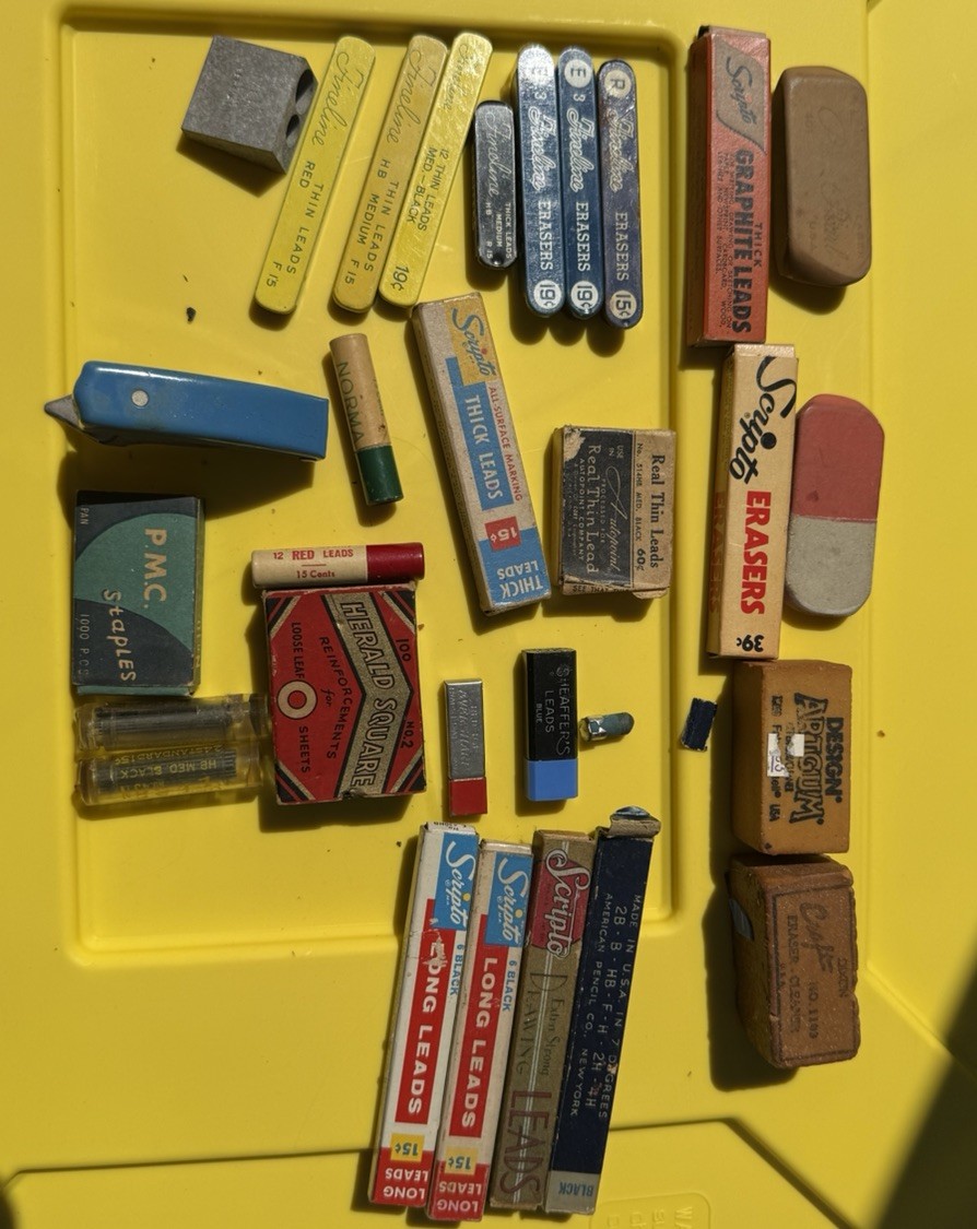 Vtg Lot Mechanical Pencil Red Black Blue Replacement Leads Blaisdell Autopoint