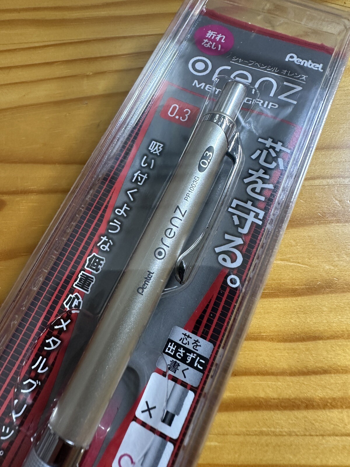 orenz Metal Grip 0.3mm Mechanical Pencil Pentel XPP1003G2-X champagne gold