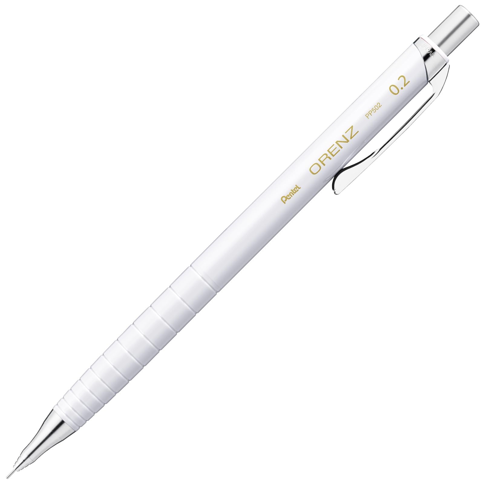 Pentel Orenz 0.2mm Mechanical Pencil, White Barrel, XPP502-RW