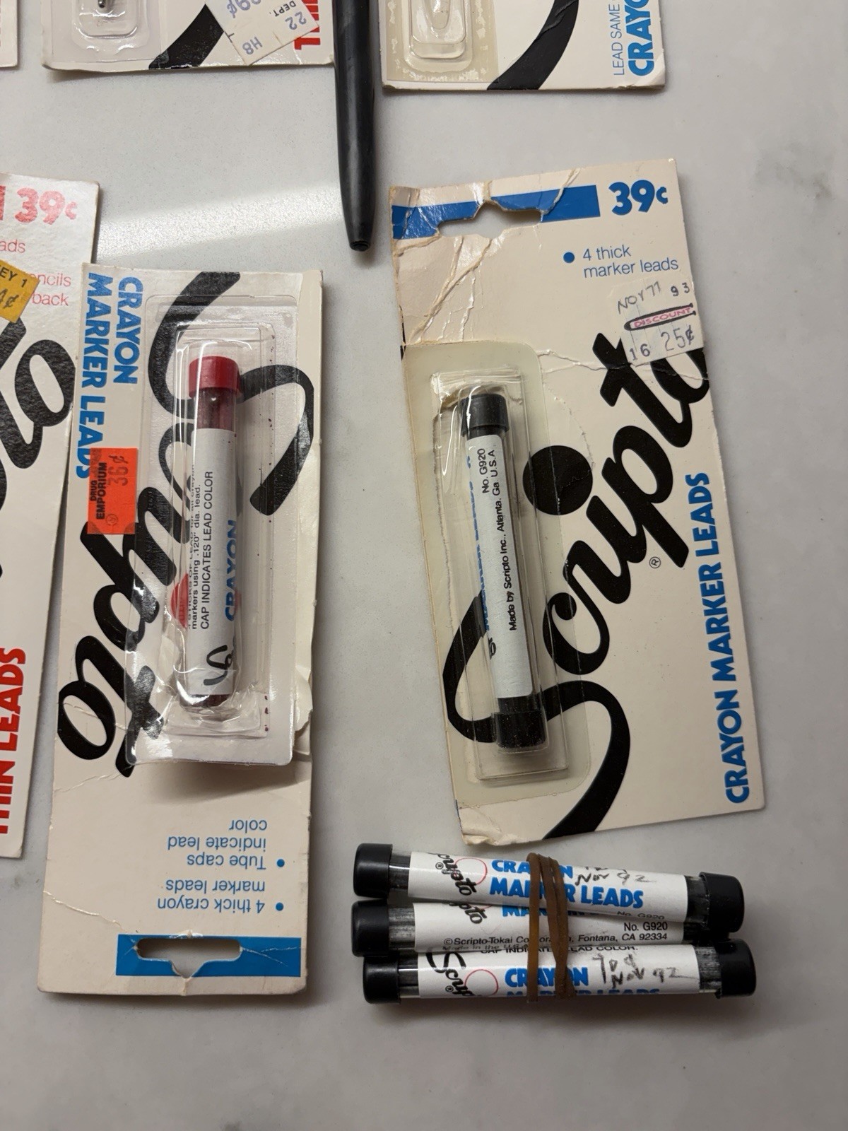 NEW VINTAGE SCRIPTO ULTRA THIN LEAD MECHANICAL, CRAYON, ERASERS PENCIL LOT