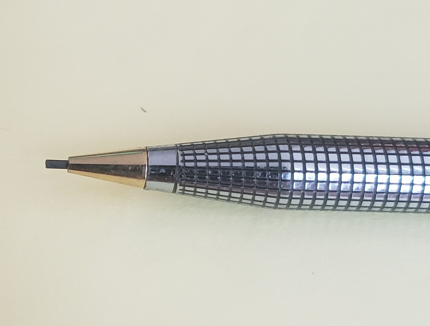 Vtg Centennial USA Mechanical Pencil Silver Tone Black Lined Body Gold End P99