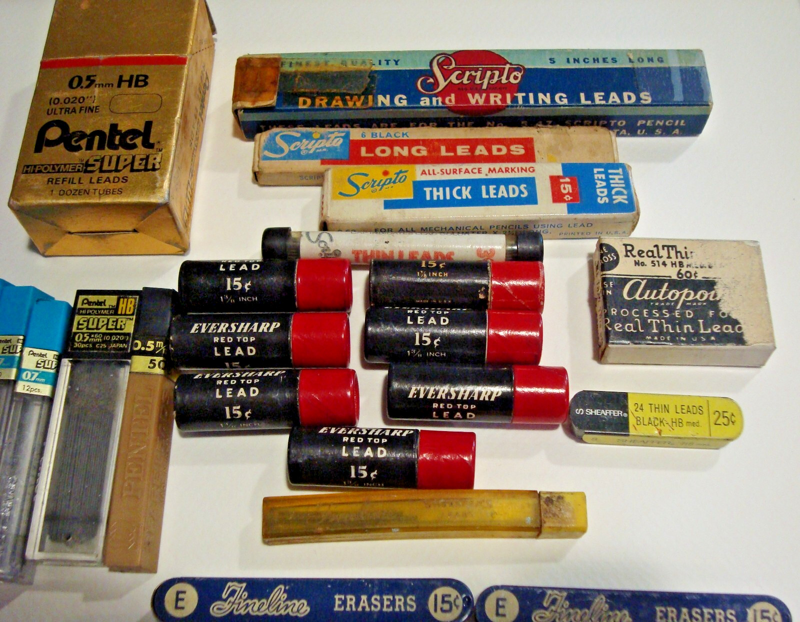 Lot Vintage Mechanical Pencil Lead Refills Scripto Eversharp Red Top Pentel +