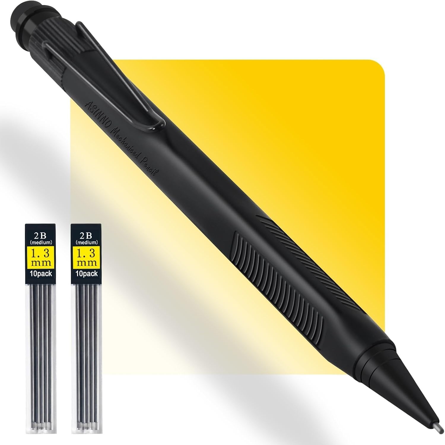 ASINNO 1.3 MM Mechanical Pencil Weatherproof 2B Dark Lead, Heavy Duty Mechanical
