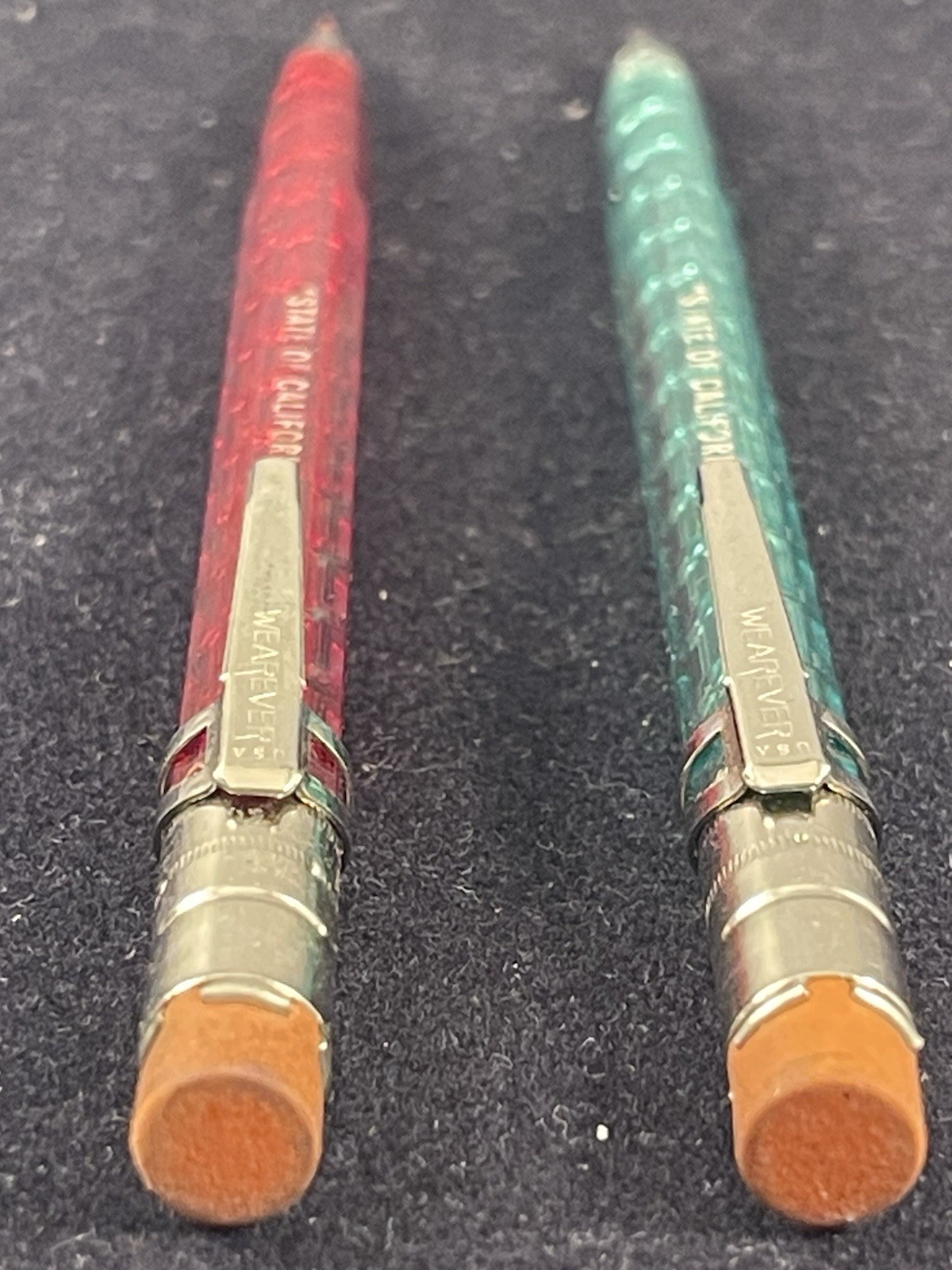 2 Vintage Wearever State of California Mechanical Pencil Red / Green Translucent