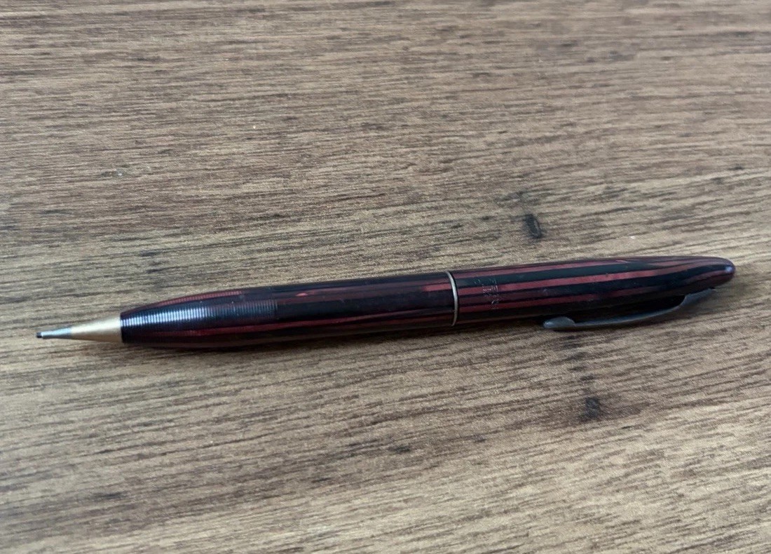Sheaffer Marbled Red Plastic Mechanical Pencil, Twist Click, Retractable Tip