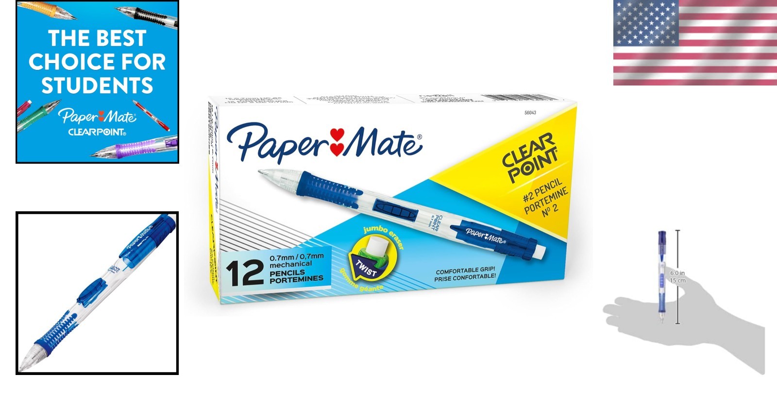Ergonomic Clearpoint Mechanical Pencils, 12 Pack, 0.7mm HB Lead for Easy Writing