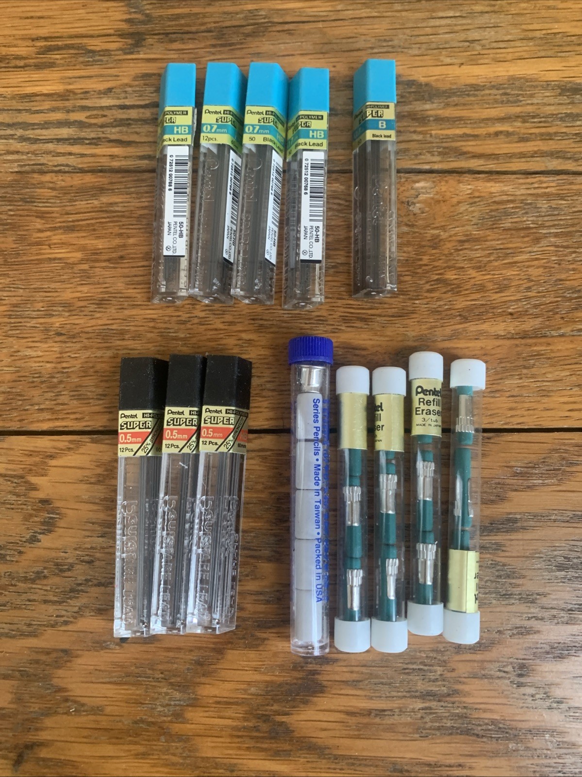 Vintage Pentel Pencil Leads Assorted and Erasers Mechanical Pencil