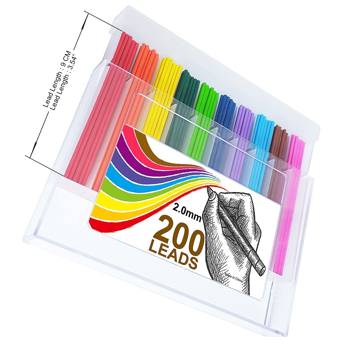 200pcs 2.0mm Mechanical Pencil Lead – 10 Unique Colors for Drawing & Sketching S