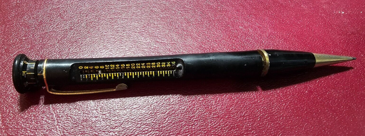 Roller Rule Black & Gold 1.1mm Mechanical Pencil – c. 1950’s – USA ruler works